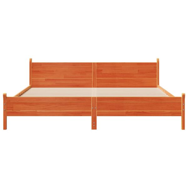 vidaXL Bedframe zonder matras massief grenenhout wasbruin 200x200 cm