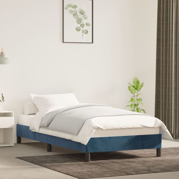 vidaXL Bedframe zonder matras 100x200 cm fluweel donkerblauw