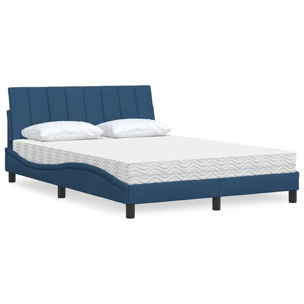vidaXL Bed met matras "Hanko" stof blauw 140x190 cm
