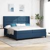vidaXL LED Box Spring Bed met matras Blauw 200 x 200 cm Stof