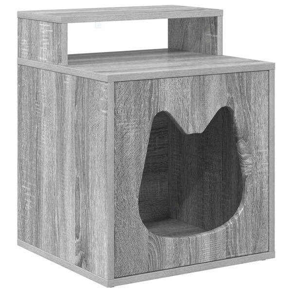 vidaXL Kattenhuis Grijs Sonoma 42,5 x 40 x 53,5 cm Bewerkt hout