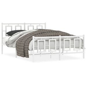 vidaXL Bedframe met hoofd- en voeteneinde metaal wit 140x190 cm