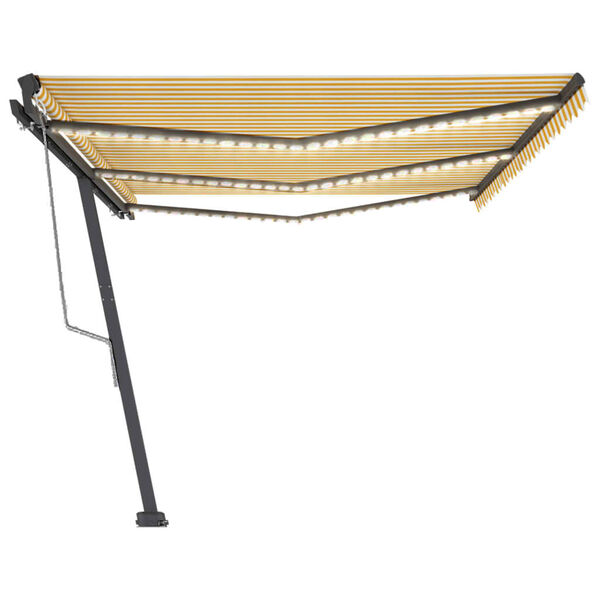 vidaXL Luifel automatisch met LED en windsensor 600x300 cm geel en wit