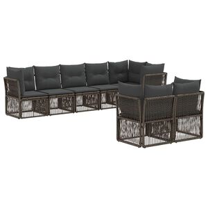 vidaXL Tuinbankenset 8 st Grijs poly rattan
