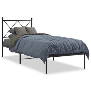 vidaXL Bedframe met hoofdbord metaal zwart 80x200 cm