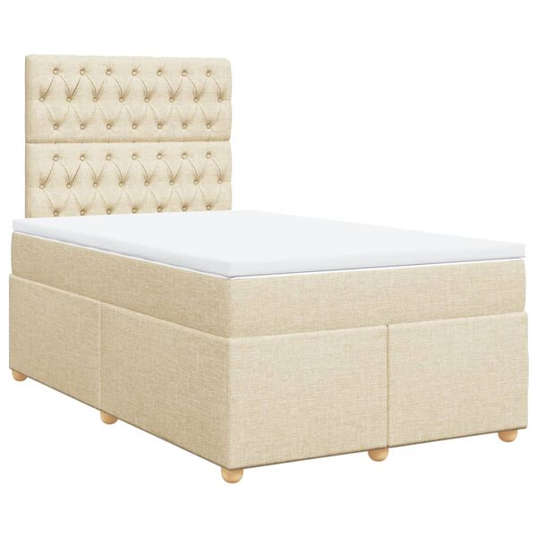 vidaXL Boxspring met matras stof crèmekleurig 120x190 cm