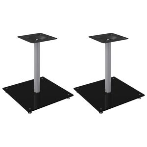 vidaXL Luidsprekerstandaards 2 st 1 pijler gehard glas zwart en zilver
