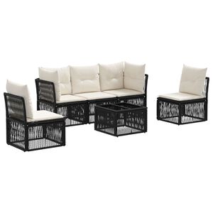 vidaXL Tuinbankenset 6 st Zwart poly rattan