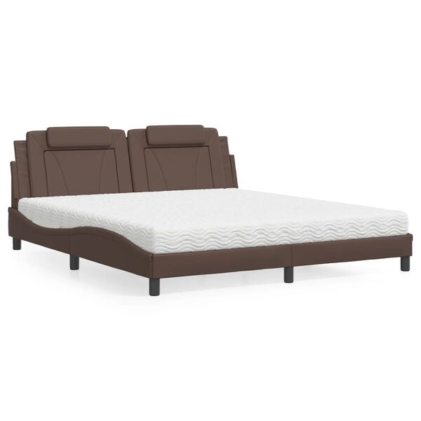vidaXL Bed "Viana" met matras kunstleer bruin 180x200 cm