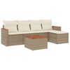 vidaXL 6-delige Loungeset met kussens poly rattan beige