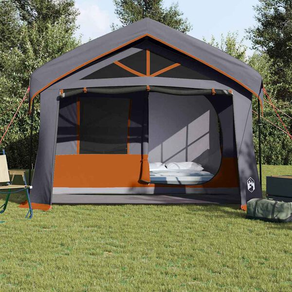 vidaXL Tenten met dak Grijs en oranje 620 x 322 x 240 cm Polyester