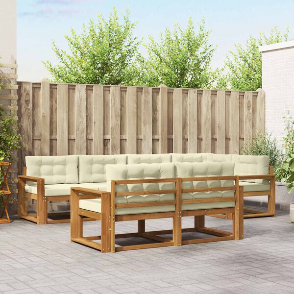 vidaXL Buiten bankenset met kussen 7 pcs Natuurlijk en Cr&egrave;me