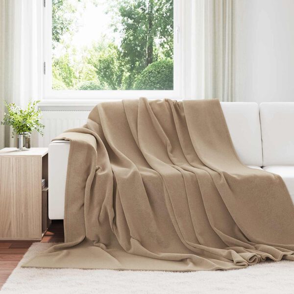 vidaXL Gooi Deken Kameel 240 x 270 cm Fleece