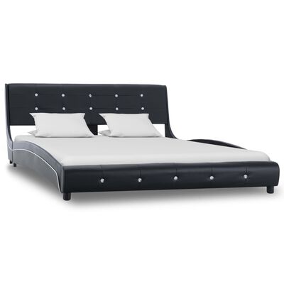 vidaXL Bed met matras kunstleer zwart 140x200 cm