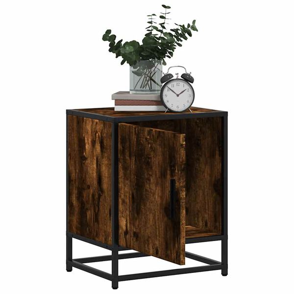 vidaXL Nachtkastjes 2 st 40x31x50 cm bewerkt hout&metaal gerookt eiken