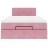 vidaXL Bed poef met matras en LED's 120x190 cm fluweel roze