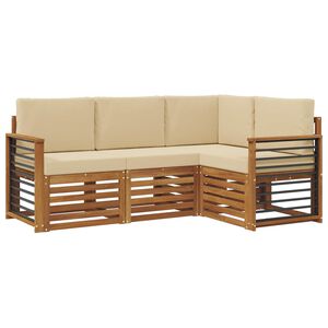 vidaXL Buiten bankenset 4 st Natuurlijk en Beige Polyester