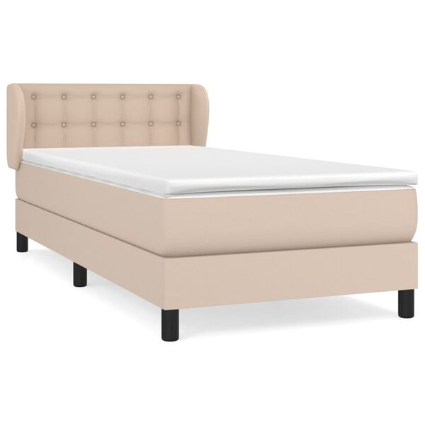 vidaXL Boxspring met matras kunstleer cappuccinokleurig 100x200 cm