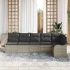 vidaXL Tuin Sofa Set met kussen met opslag 6 pcs Lichtgrijs Poly riet