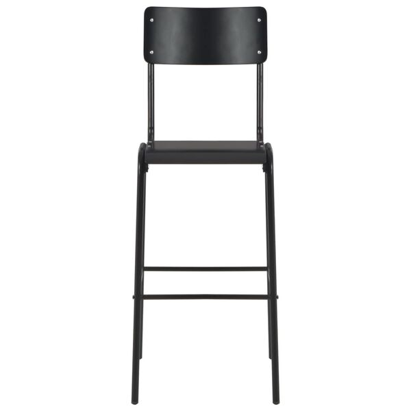 vidaXL Barstoelen 4 st massief multiplex staal zwart