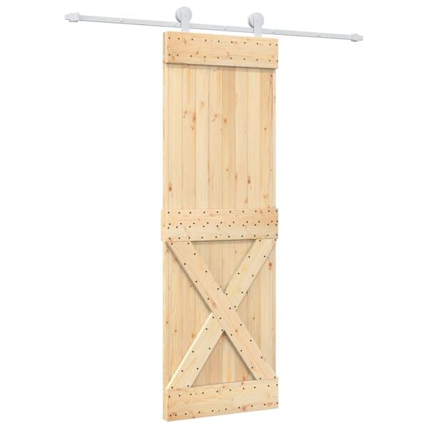 vidaXL Schuifdeur met beslag 70x210 cm massief grenenhout