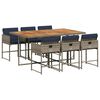 vidaXL 7-delige Tuinset met kussens poly rattan grijs