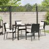 vidaXL Tuin eettafelset met kussen 5 pcs Zwart poly rattan