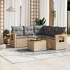 vidaXL 6-delige Loungeset met kussens poly rattan beige