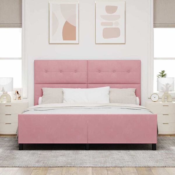 vidaXL Boxspringbed met hoofdeinde Roze 180 x 200 cm Fluweel