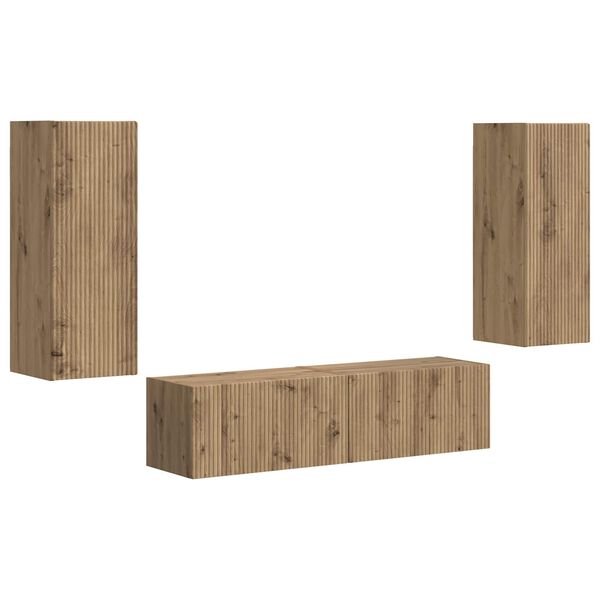 vidaXL Tv-meubelset Wandgemonteerd 2 pcs Artisan Eiken Bewerkt hout
