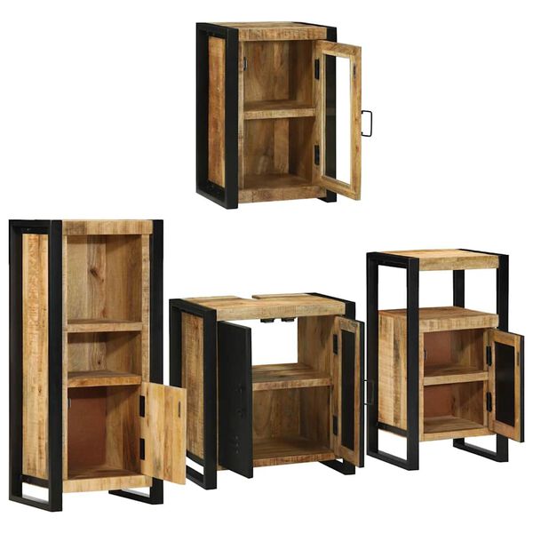 vidaXL Badkamermeubelset met plank 4 pcs Bruin Massief Mango Hout