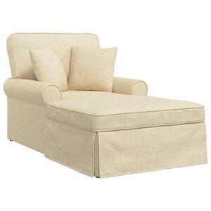 vidaXL Chaise Lounge met Rok met kussen Cr&egrave;me 91 x 157 x 91 cm Stof