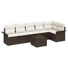 vidaXL Tuin Sofa Set met kussen 7 pcs Bruin poly rattan