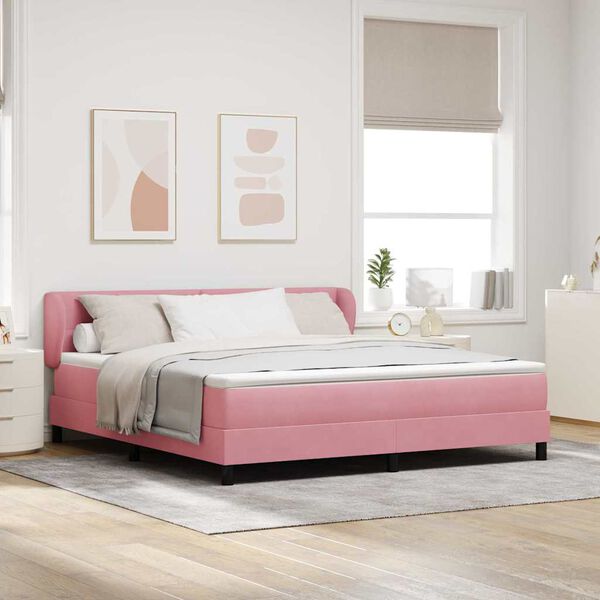 vidaXL Boxspringbed met matras Roze 180 x 200 cm Fluweel