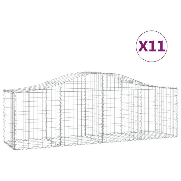 vidaXL Schanskorven 11 st gewelfd 200x50x60/80 cm gegalvaniseerd ijzer