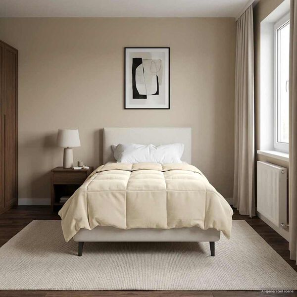 vidaXL Vol jaar dekbed Gekwilt Cr&egrave;me 135 x 220 cm Microfiber