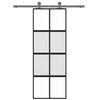vidaXL Schuifdeur 76x205 cm gehard glas en aluminium zwart