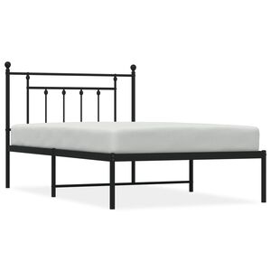 vidaXL Bedframe met hoofdbord metaal zwart 107x203 cm