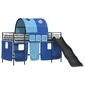 vidaXL Loftbed voor Kids Zwart en Blauw 99,5 x 200 cm Metaal