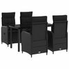 vidaXL Tuin eettafelset 5 st Zwart PE Rattan en Poeder-Coated Staal
