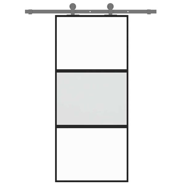 vidaXL Schuifdeur 90x205 cm gehard glas en aluminium zwart