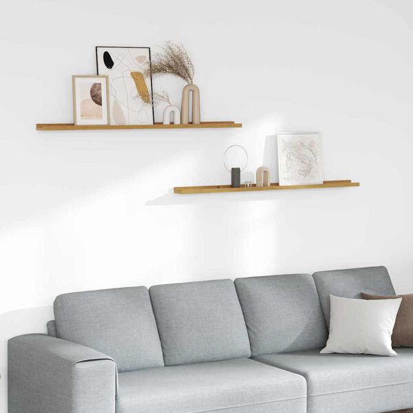 vidaXL Wandplank met plank 2 pcs Beige 115 x 9 x 3 cm Bewerkt hout