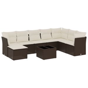 vidaXL 9-delige Loungeset met kussens poly rattan bruin
