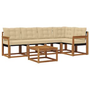 vidaXL Buiten bankenset 6 st Natuurlijk en Beige