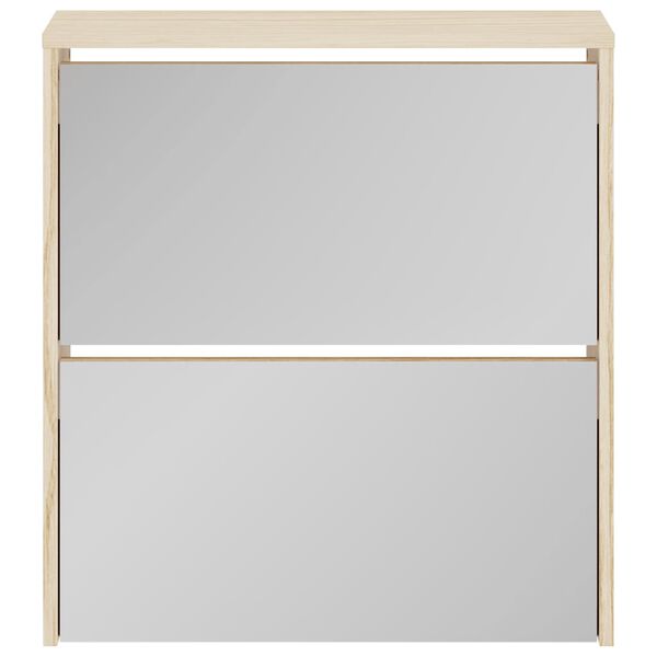 vidaXL Schoenenkast tweelaags met spiegel 63x17x67 cm eiken