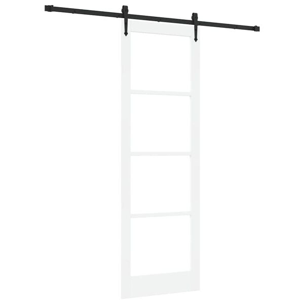 vidaXL Schuifdeur ORKDAL Wit 78 x 232 cm Massief grenenhout en glas