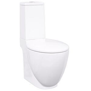 vidaXL Toilet rond afvoer onder keramiek wit