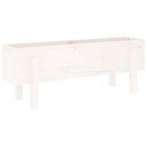 vidaXL Plantenbak verhoogd 101x30x38 cm massief grenenhout wit