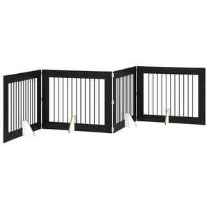 vidaXL Opvouwbaar hondenhek met standaards 4 st Zwart eiken 401 cm