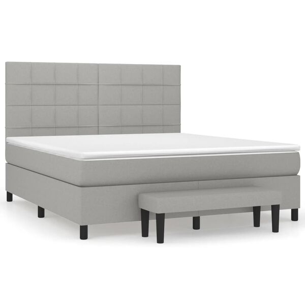 vidaXL Boxspring met matras stof lichtgrijs 180x200 cm